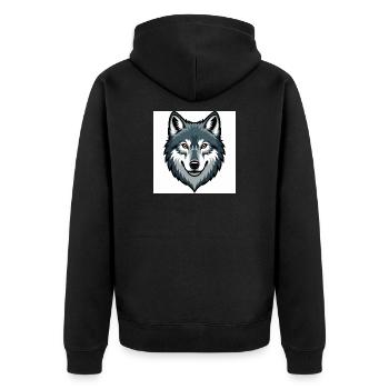 Wolfskopf – stilisierte Illustration - Unisex Premium Bio Zip Hoodie - Schwarz - Hinten - Nico (187cm)