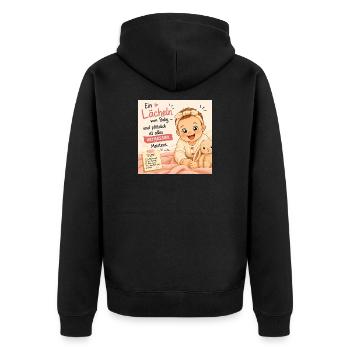 Babylächeln: Vergessen Meistens - Unisex Premium Bio Zip Hoodie - Schwarz - Hinten - Nico (187cm)