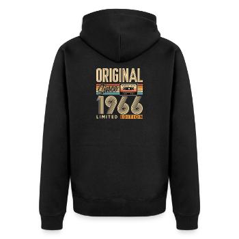 60. Geburtstag, 60 Jahre - Unisex Premium Bio Zip Hoodie - Schwarz - Hinten - Nico (187cm)