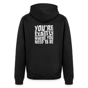 Vous êtes exactement là où vous devez être inspirant - Veste à capuche bio Premium Unisexe - noir - Dos - Nico (187cm)