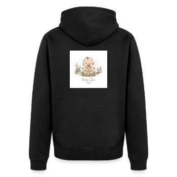 Pacific Zen Baby - Unisex Premium Bio Zip Hoodie - Schwarz - Hinten - Nico (187cm)