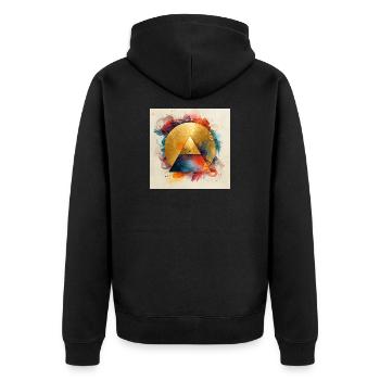 Golden triangle in colorful aura - Unisex Premium Organic Zip Hoodie - black - Back - Nico (187cm)