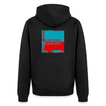Subterra Empire Official Cover Artwork - Unisex Premium Bio Zip Hoodie - Schwarz - Hinten - Nico (187cm)