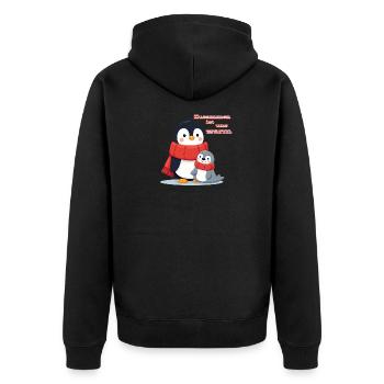 Zusammen ist uns warm Pinguin und Robbe Winter - Unisex Premium Bio Zip Hoodie - Schwarz - Hinten - Nico (187cm)