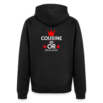 Cousine en OR Edition Limitée - Veste à capuche bio Premium Unisexe - noir - Dos - Nico (187cm)