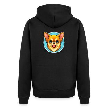 Chihuahua (bande dessinée portrait) - Veste à capuche bio Premium Unisexe - noir - Dos - Nico (187cm)
