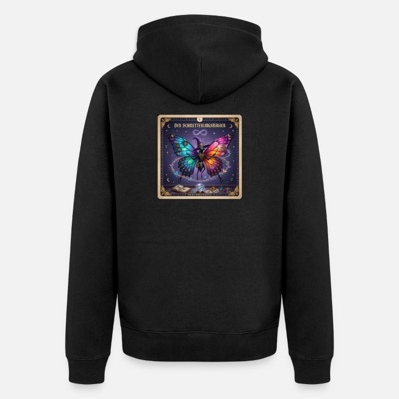 Der Schmetterlingsmagier - Unisex Premium Bio Zip Hoodie - Schwarz