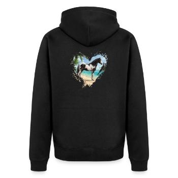 Ein Abaco-Pferdebart, der Strand und ein Herz - Unisex Premium Bio Zip Hoodie - Schwarz - Hinten - Nico (187cm)