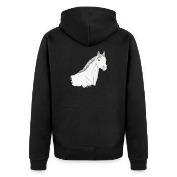 The Head of a Light Grey Abbayan Horse - Unisex Premium Organic Zip Hoodie - black - Back - Nico (187cm)