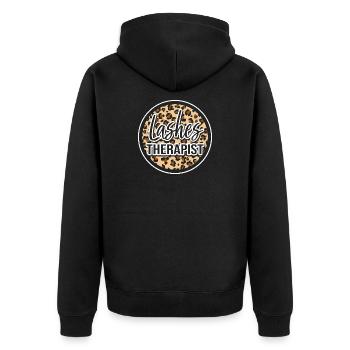Make-up Kosmetik Kosmetikerin - Unisex Premium Bio Zip Hoodie - Schwarz - Hinten - Nico (187cm)
