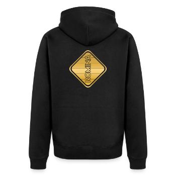 Romina als Ehefrau - Unisex Premium Bio Zip Hoodie - Schwarz - Hinten - Nico (187cm)