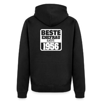 Verliebt 1956 - Unisex Premium Bio Zip Hoodie - Schwarz - Hinten - Nico (187cm)