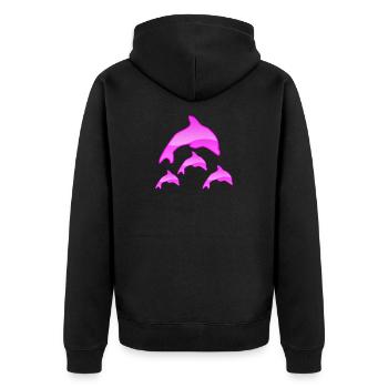 Delfine - Unisex Premium Bio Zip Hoodie - Schwarz - Hinten - Nico (187cm)