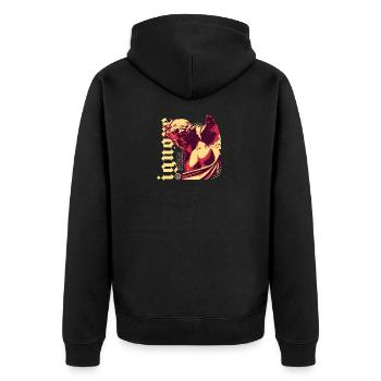 Antike Heldensilhouette im Pop-Art Stil - Unisex Premium Bio Zip Hoodie - Schwarz - Hinten - Nico (187cm)