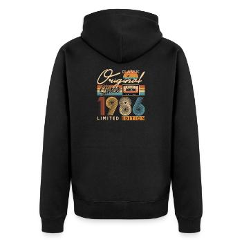 40. Geburtstag, 40 Jahre - Unisex Premium Bio Zip Hoodie - Schwarz - Hinten - Nico (187cm)