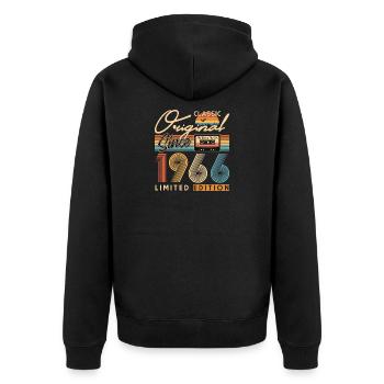 60. Geburtstag, 60 Jahre - Unisex Premium Bio Zip Hoodie - Schwarz - Hinten - Nico (187cm)