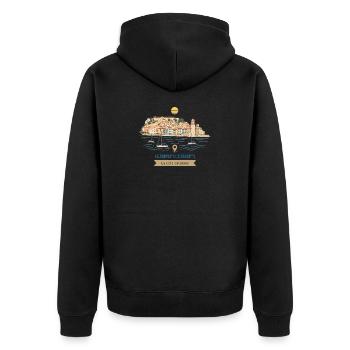 Collioure Côte Catalane - Veste à capuche bio Premium Unisexe - noir - Dos - Nico (187cm)