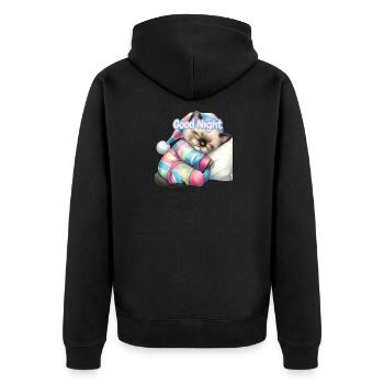 Pastel Kitten Good Night - Unisex Premium Organic Zip Hoodie - black - Back - Nico (187cm)