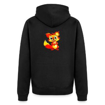 Feuriger Fuchs-Toon-Charme - Unisex Premium Bio Zip Hoodie - Schwarz - Hinten - Nico (187cm)