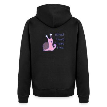 Les grandes choses prennent du temps - Veste à capuche bio Premium Unisexe - noir - Dos - Nico (187cm)