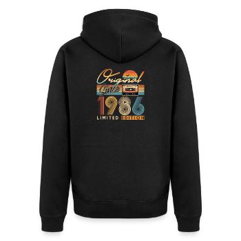 40. Geburtstag, 40 Jahre - Unisex Premium Bio Zip Hoodie - Schwarz - Hinten - Nico (187cm)