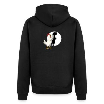 Lustiges Huhn T Rex Dinosaurier-Schattenpuppe - Unisex Premium Bio Zip Hoodie - Schwarz - Hinten - Nico (187cm)