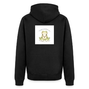 Frosch im Lotustempel der Ruhe - Unisex Premium Bio Zip Hoodie - Schwarz - Hinten - Nico (187cm)