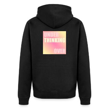 Denken - Unisex Premium Bio Zip Hoodie - Schwarz - Hinten - Nico (187cm)