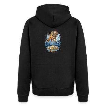 Uruguay - National Mannschaft t-shirt Vorlage  - Unisex Premium Bio Zip Hoodie - Schwarz - Hinten - Nico (187cm)