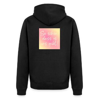 Beziehung Partnerschaft - Unisex Premium Bio Zip Hoodie - Schwarz - Hinten - Nico (187cm)