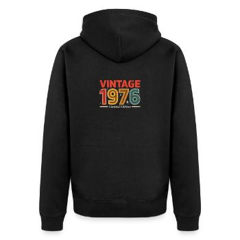 vintage 1976 édition limitée - Veste à capuche bio Premium Unisexe - noir - Dos - Nico (187cm)
