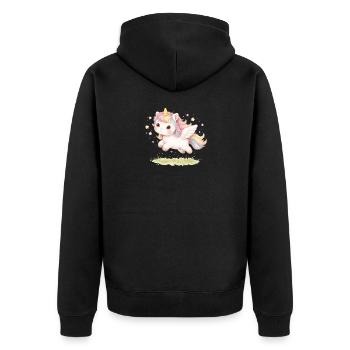 Flying unicorn in pastel colors in kawaii style - Unisex Premium Organic Zip Hoodie - black - Back - Nico (187cm)