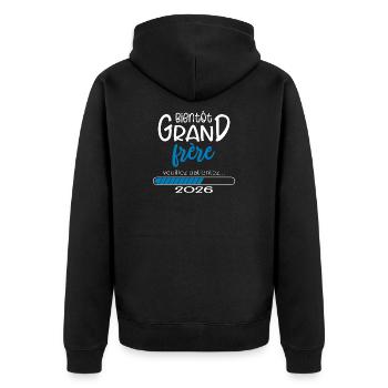 T-shirt Bientôt Grand Frère 2026 Loading - Veste à capuche bio Premium Unisexe - noir - Dos - Nico (187cm)