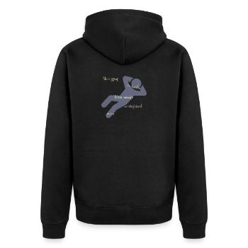 Müssiggang ist nur für Mittelmässige verhängnisvol - Unisex Premium Bio Zip Hoodie - Schwarz - Hinten - Nico (187cm)