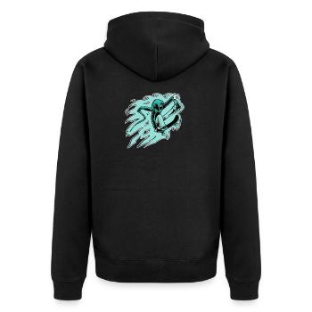Hooded skateboarder in comet mode - Unisex Premium Organic Zip Hoodie - black - Back - Nico (187cm)