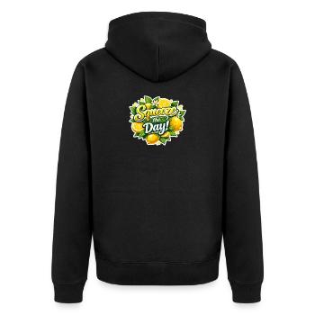 Squeeze the Day Lemon Design - Unisex Premium Organic Zip Hoodie - black - Back - Nico (187cm)