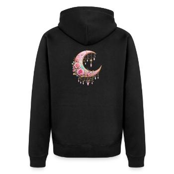 Mondbogen-Rosen mit Kristallhänger - Unisex Premium Bio Zip Hoodie - Schwarz - Hinten - Nico (187cm)