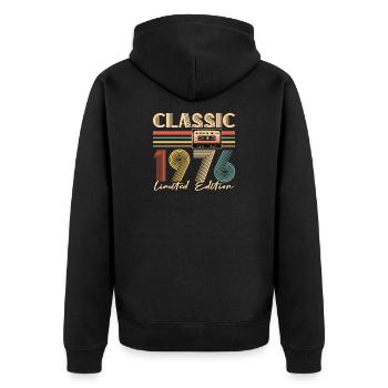 50th birthday, 50 years - Unisex Premium Organic Zip Hoodie - black - Back - Nico (187cm)