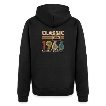 60e anniversaire, 60 ans - Veste à capuche bio Premium Unisexe - noir - Dos - Nico (187cm)