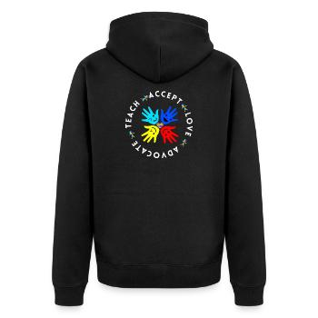 Autismus Lehrer Inklusion Akzeptanz Geschenk - Unisex Premium Bio Zip Hoodie - Schwarz - Hinten - Nico (187cm)