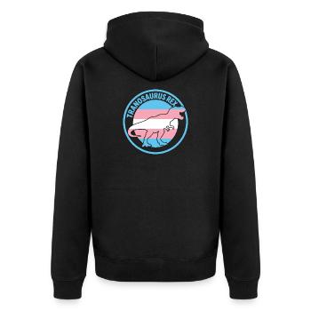 Pride-Monat LGBTQ – Tranosaurus Rex - Unisex Premium Bio Zip Hoodie - Schwarz - Hinten - Nico (187cm)