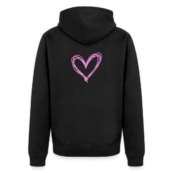 Herz - Unisex Premium Bio Zip Hoodie - Schwarz - Hinten - Nico (187cm)