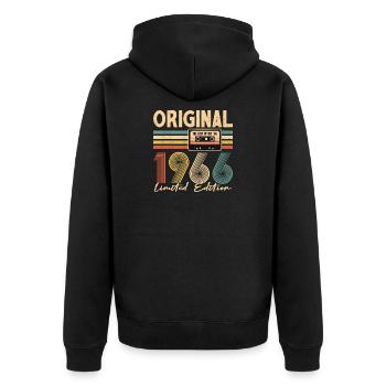 60. Geburtstag, 60 Jahre - Unisex Premium Bio Zip Hoodie - Schwarz - Hinten - Nico (187cm)