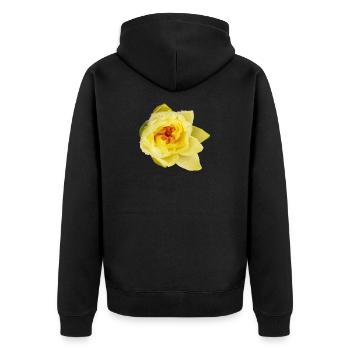 Yellow_Water_Lily_Flower_Close_Up - Unisex Premium Bio Zip Hoodie - Schwarz - Hinten - Nico (187cm)