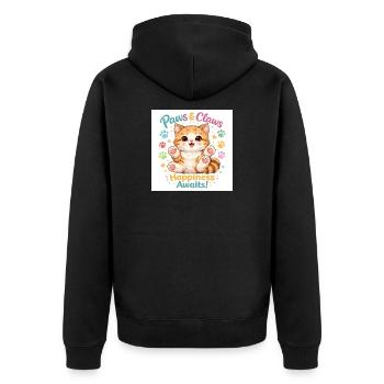 Paws & Claws Happiness Awaits - Unisex Premium Organic Zip Hoodie - black - Back - Nico (187cm)