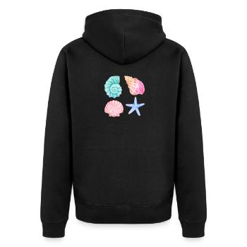 Motif de plage aquarelle et coquillages - Veste à capuche bio Premium Unisexe - noir - Dos - Nico (187cm)