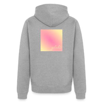 Geliebt Nachricht Liebe - Unisex Premium Bio Zip Hoodie - Grau meliert - Hinten - Nico (187cm)