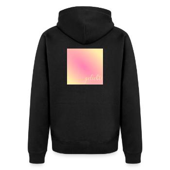 Geliebt Nachricht Liebe - Unisex Premium Bio Zip Hoodie - Schwarz - Hinten - Nico (187cm)