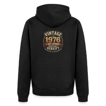Vintage 1976 – 50 Jahre Gereift - Unisex Premium Bio Zip Hoodie - Schwarz - Hinten - Nico (187cm)