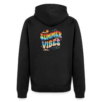 Summer Vibes - Unisex Premium Organic Zip Hoodie - black - Back - Nico (187cm)